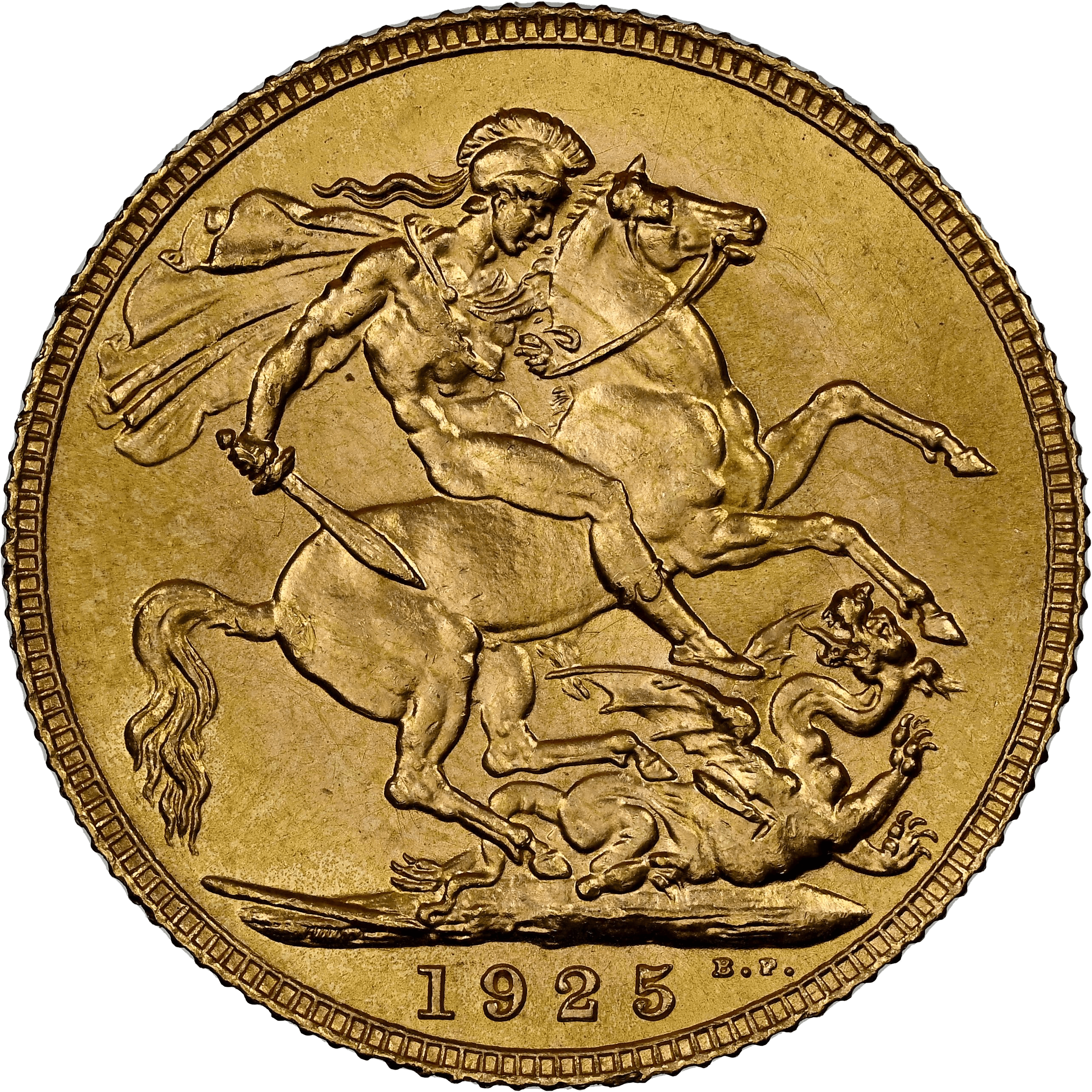 Sovereign George V i guld - Storbritannien baksida